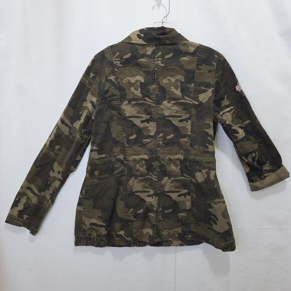 Womens Camo Jacket Utility Cargo Floral Embroidered Cotton Med Ashley by 26 Intl - Picture 8 of 14